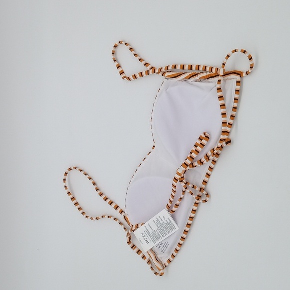 Roxy Printed Beach Classics Bandeau Bra Bikini Top Golden Ochre S - Picture 6 of 8